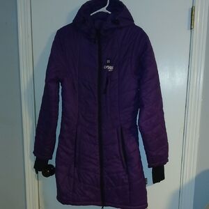 Womens Gobi Purple Heated Puffer Coat Sz: S